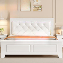 实木床现代简约1.8米轻奢美式软包主卧双人床1.5米奶油风单人床架