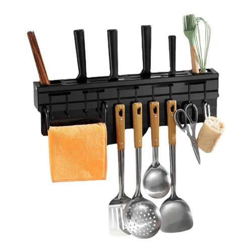 Hole-free thickened space aluminum knife holder kitchenware wall-mounted multi-purpose kitchen towel holder factory direct supply