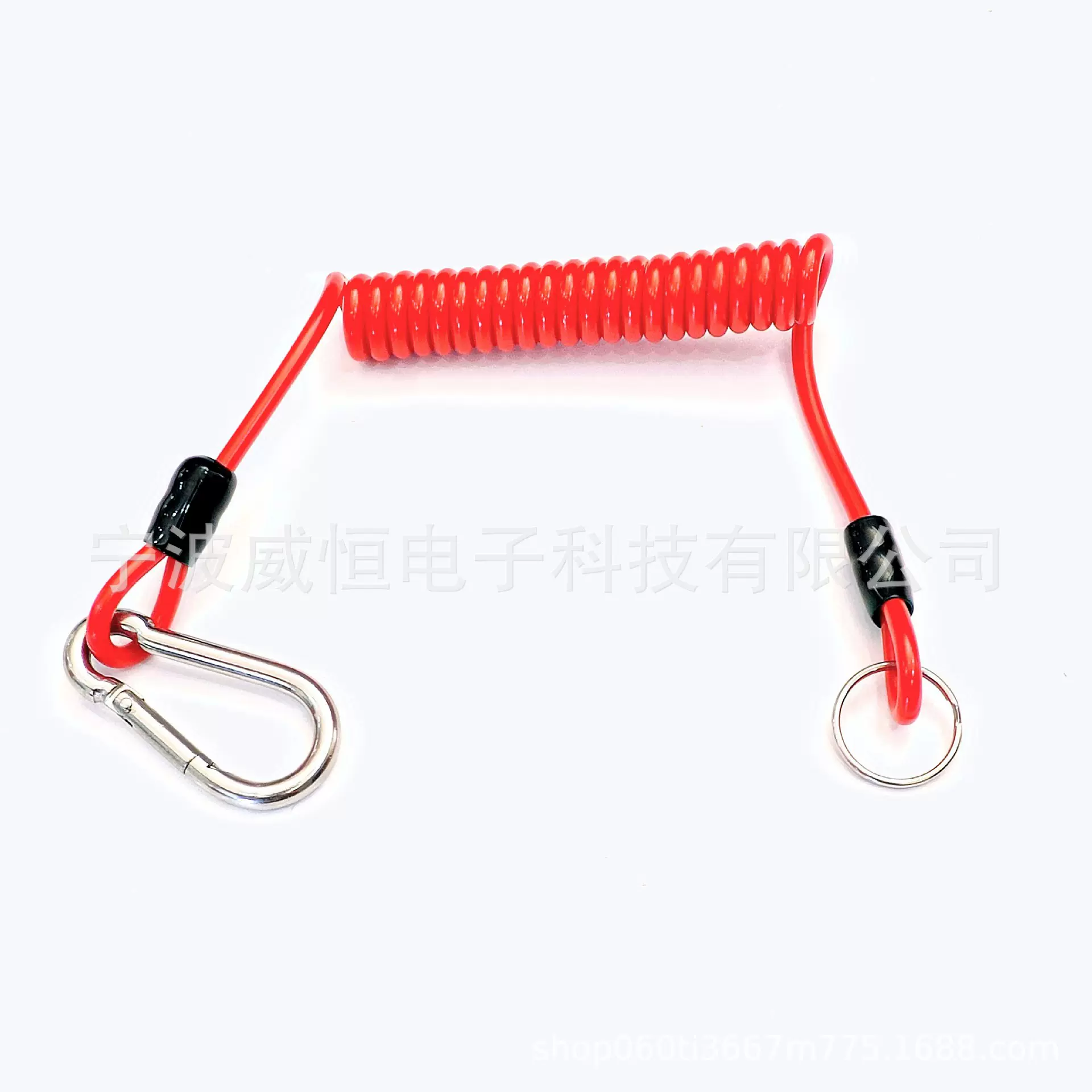 厂家热销红色棉纱弹簧绳绳 316不锈钢扣棉纱弹簧挂绳