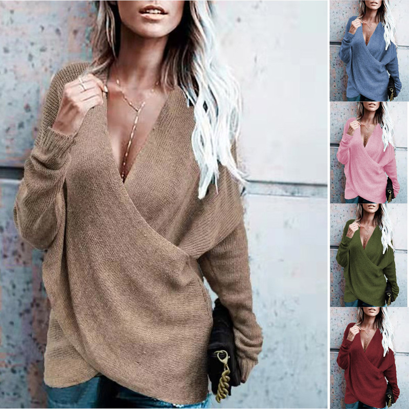 2025 New Cross-Border Amazon Ebay European and American Export Autumn and Winter Cross Loose Outer Knitted Sweater for Women