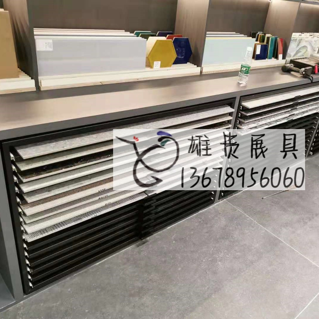 600*600地板展架地板砖展架木地板抽屉展架小样展示柜 石材抽屉柜