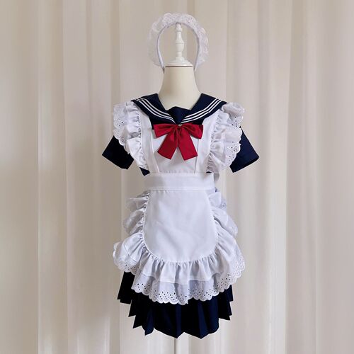 Japanese JK Internet celebrity anchor soft girl skirt classic black and white maid outfit cos Lolita princess big swing maid apron
