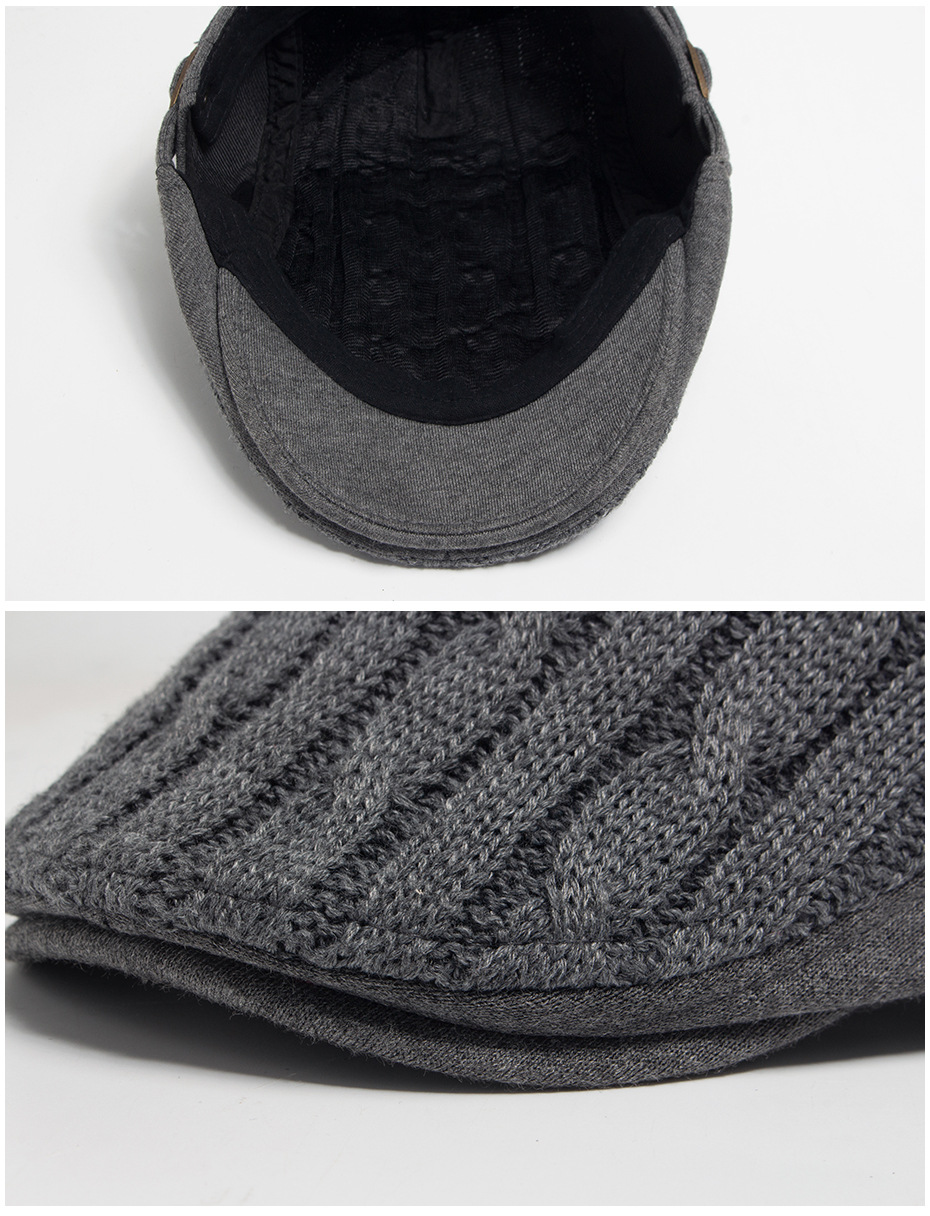 Autunno Inverno Nuovo berretto da uomo di mezza età e anziani addensato calore lavorato a maglia in avanti casual cappello con lingua d'anatra_voghion.com