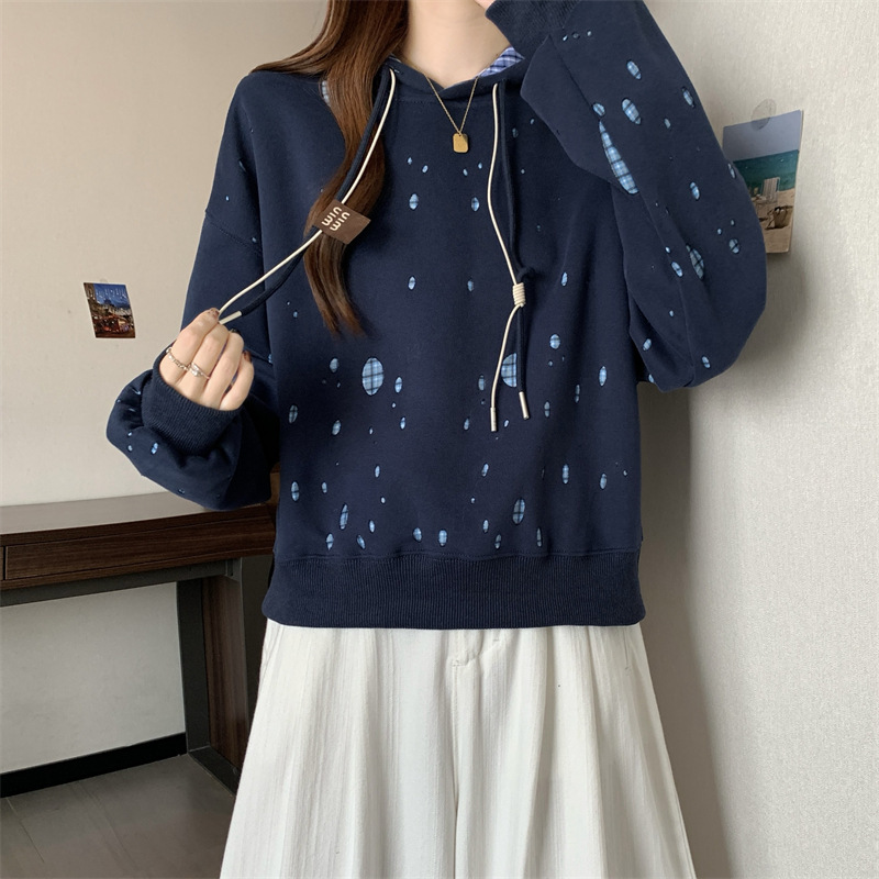 2025秋季新款女装印花连帽卫衣宽松胖MM气质显瘦长袖上衣女A7116|undefined