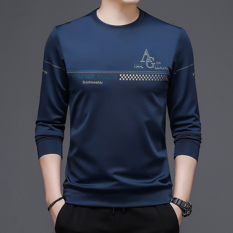 Crewneck T-shirt Men's Long-sleeved Printed Base Shirt Summer Thin Middle-aged Men's Dad Autumn Jacket Autumn Clothes Sweater Crewneck T-shirt Men's Long-sleeved Printed Base Shirt Summer Thin Middle-aged Men's Dad Autumn Jacket Autumn Clothes Sweater