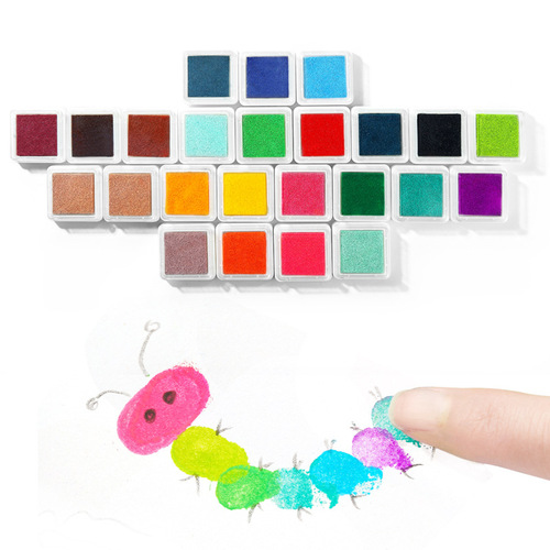 Finger painting graffiti ink pad 3*3cm children's painted square ink pad 24 colors kindergarten palm painting ink pad