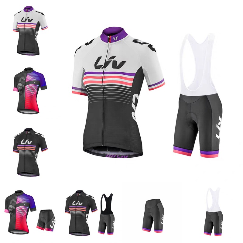 Liv Summer Cycling Clothing Women's Mountain Bike White Short-Sleeved Top Competitive Road Cycling Clothing Cycling Set