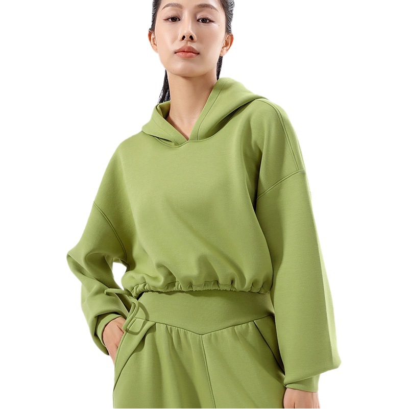 Spring New Sports Sweatshirt, Loose and Thickened, Short Yoga Jacket, Versatile, Breathable, Windproof, Hooded Fitness Wear