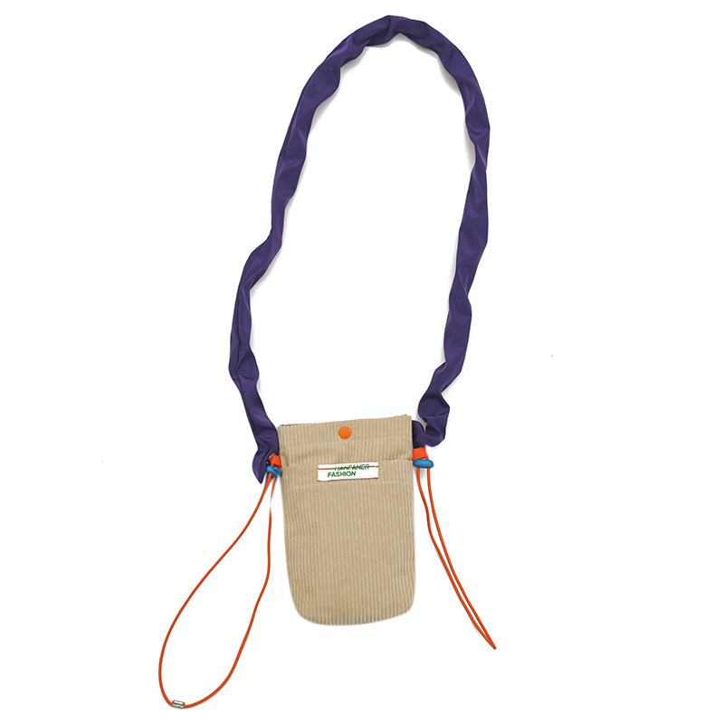 Bolso pequeño de pana mini retro para teléfono móvil Kong Hyojin mismo estilo Corea de nicho color de contraste bandolera para teléfono móvil