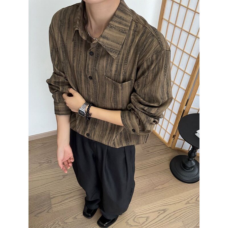 Textured Twill Long-Sleeved Shirt Autum American Retro Jacket Spring and Autum 2025 New Handsome Casual Shirt
