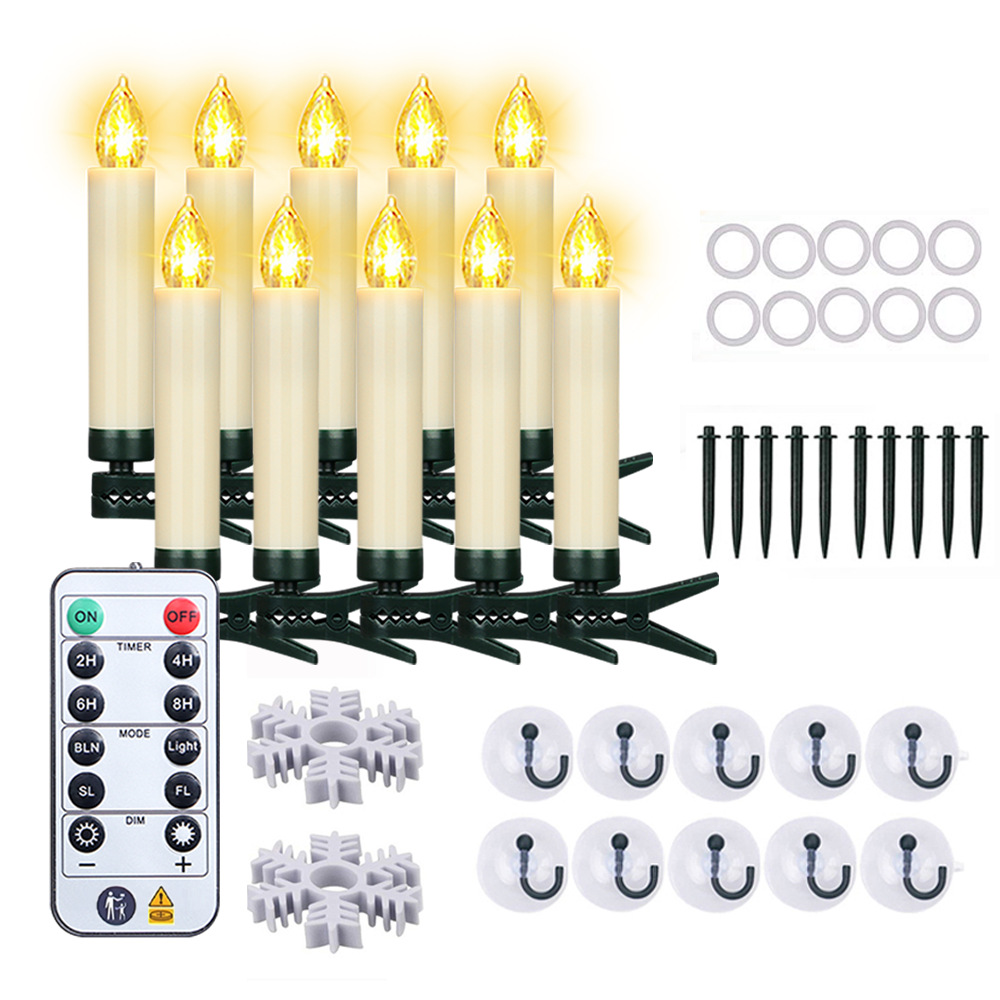 Candelabro electrónico con control remoto, cabeza de cristal, temporizador, decoración navideña y de ambiente para Halloween, llama de vela de plástico simulada.