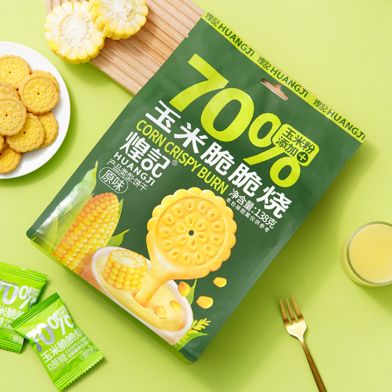 Huangji Corn Crispy Roast Original Bag Snack Food Internet Celebrity Snacks Whole Grain Polenta Brewed Biscuits