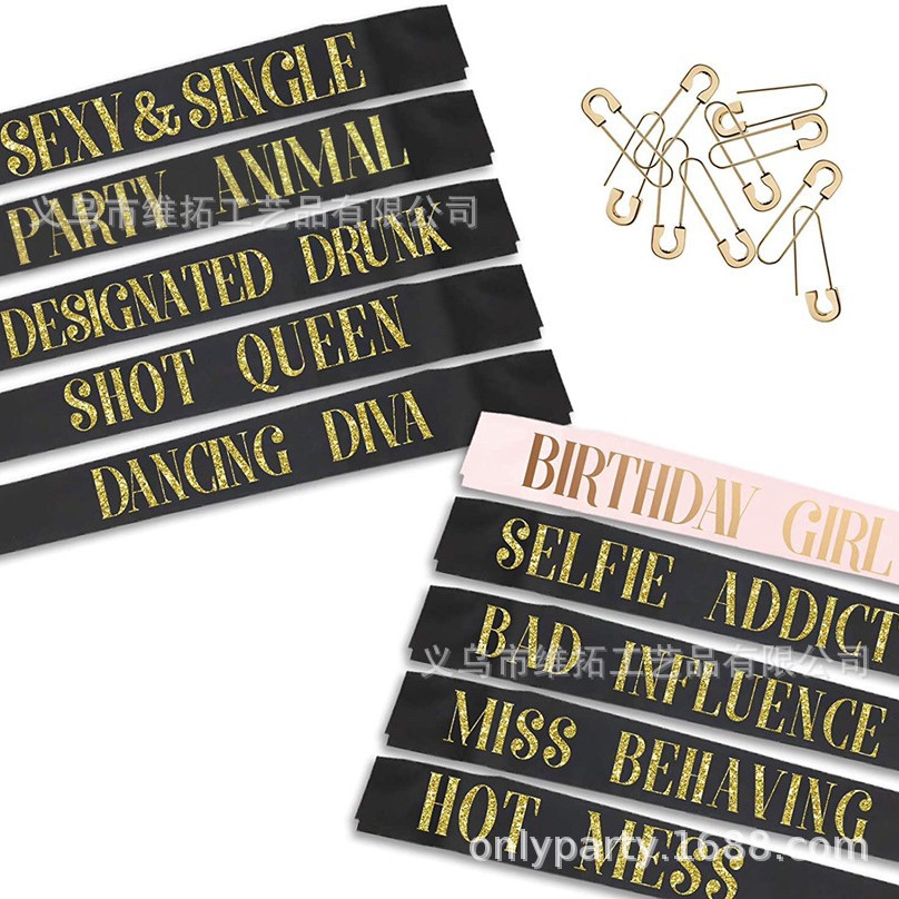 HOT MAMA cinturón ceremonial correa de hombro de una sola fiesta correa de hombro Correa ceremonial Novia a ser correa de hombro de 7 piezas conjunto brillo rosa