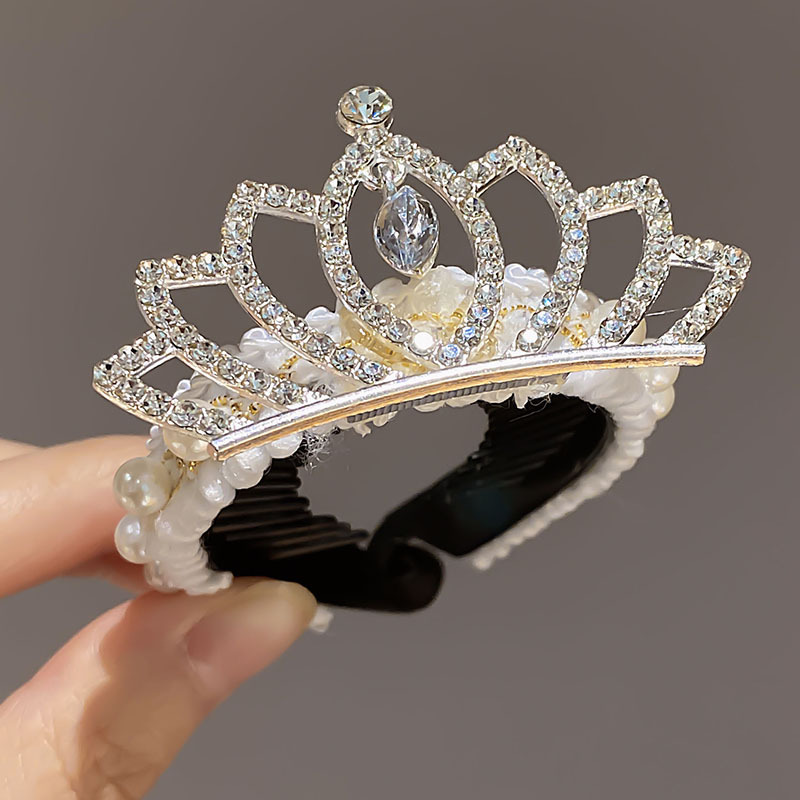 Niños perlas corona perlas perlas niñas bolas de cabello fijo artefacto princesa tocado de cabello para niñas joyas de cabello al por mayor