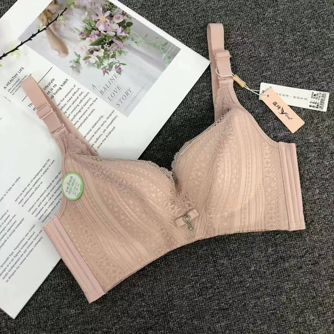 Nuevo sujetador de alta calidad de moda de encaje jacquard transpirable y cómodo ajuste lateral de pecho de botón múltiple ropa interior mujer image 4