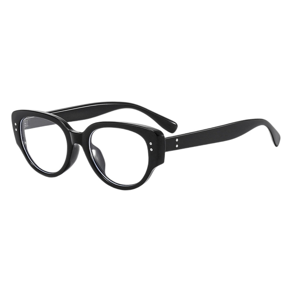 Marco negro retro borde grueso cara lisa artefacto gafas marco ojo de gato cara redonda cuadrada que adelgaza las gafas de miopía de las mujeres