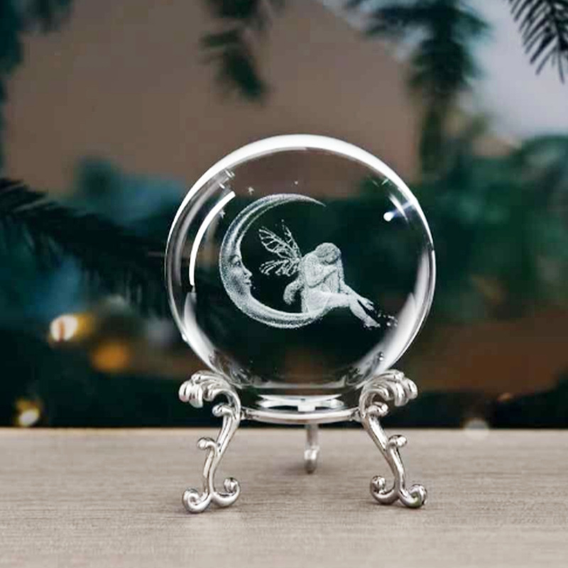 Creative 3D carved crystal ball industrial ornaments office desk decorations home crafts