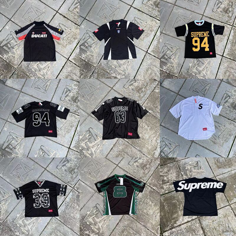 Cross-Border In-Stock Sup Trendy Brand 26Ss Letter Pattern Printed Hip-Hop Mesh Short-Sleeve T-Shirt Casual Unisex Style