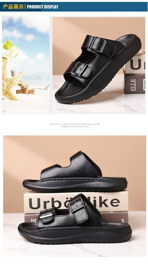Dép sandal nam quai ngang đục lỗ kiểu La Mã, đế bằng 2 cm, thoáng khí — Màu nâu, màu đen chi tiết 13