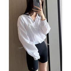 alo 日焼け防止服ハイウエスト防風ジャケットスタンドカラールーズショート日焼け防止服女性通気性薄型屋外長袖