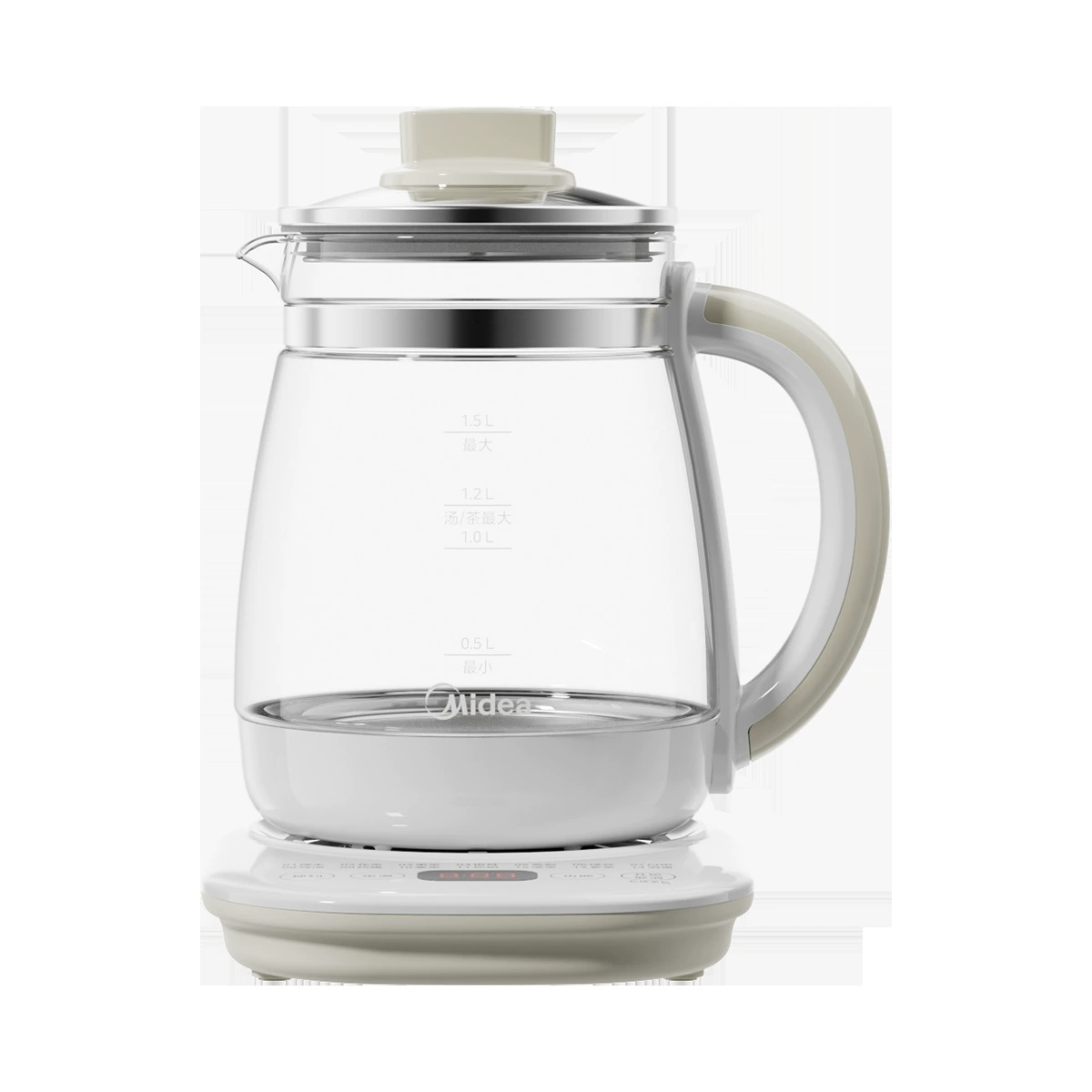 Стеклянный электрический чайник (Midea) MK‑Y12Q, 1,5 л, регулировка 40–90°C, утолщённое боросиликатное стекло