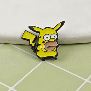 Fun cartoon character mix-and-match enamel badge, yellow lightning tail mixed face lapel pin