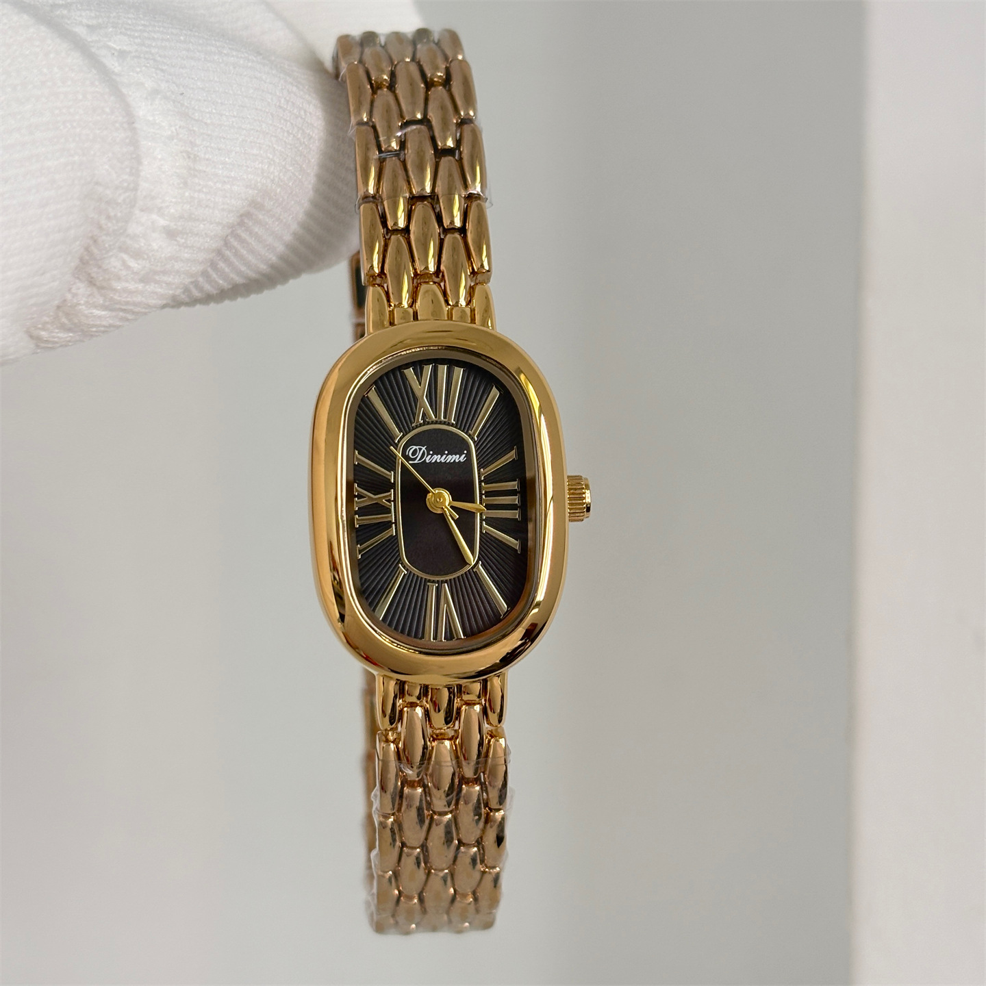 Dinimi Oval Roman Watch Niche Light Luxury Retro Exquisite Women's Student Watch Cross-Border Hot-Selling Popular Model