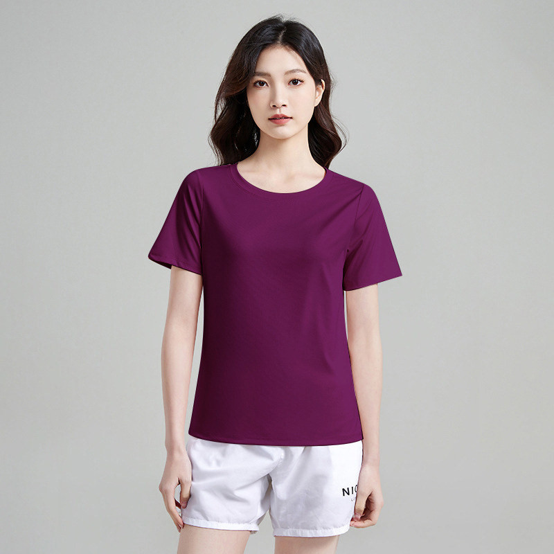 アウトドアスポーツ速乾衣夏冷感速乾tシャツ女性丸首ゆるい半袖ランニングフィットネス上着通気|undefined