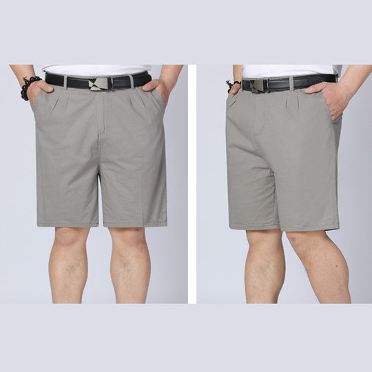Middle-aged Summer Suit Shorts Men's Cotton Dad Pants Middle-aged Men's Pants Loose Straight Casual Pants Thin