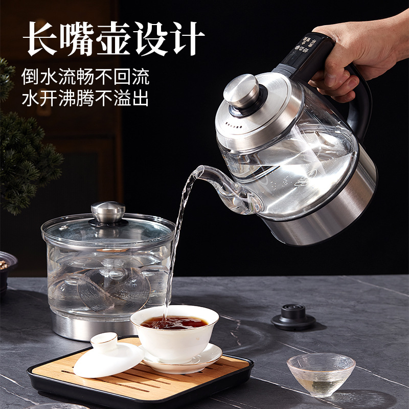 Haohuazhai 슬레이트 특수 티 테이블, 차 만들기용 일체형 전기 차 스토브, 이중 구멍이 있는 전기 주전자
