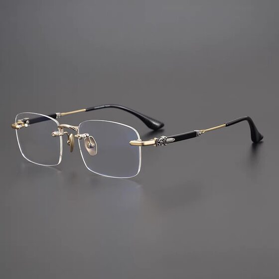 2025 New Retro Frameless Business Frame HD Reading Glasses Men's Box Anti-blue Light Reading Glasses for the Elderly