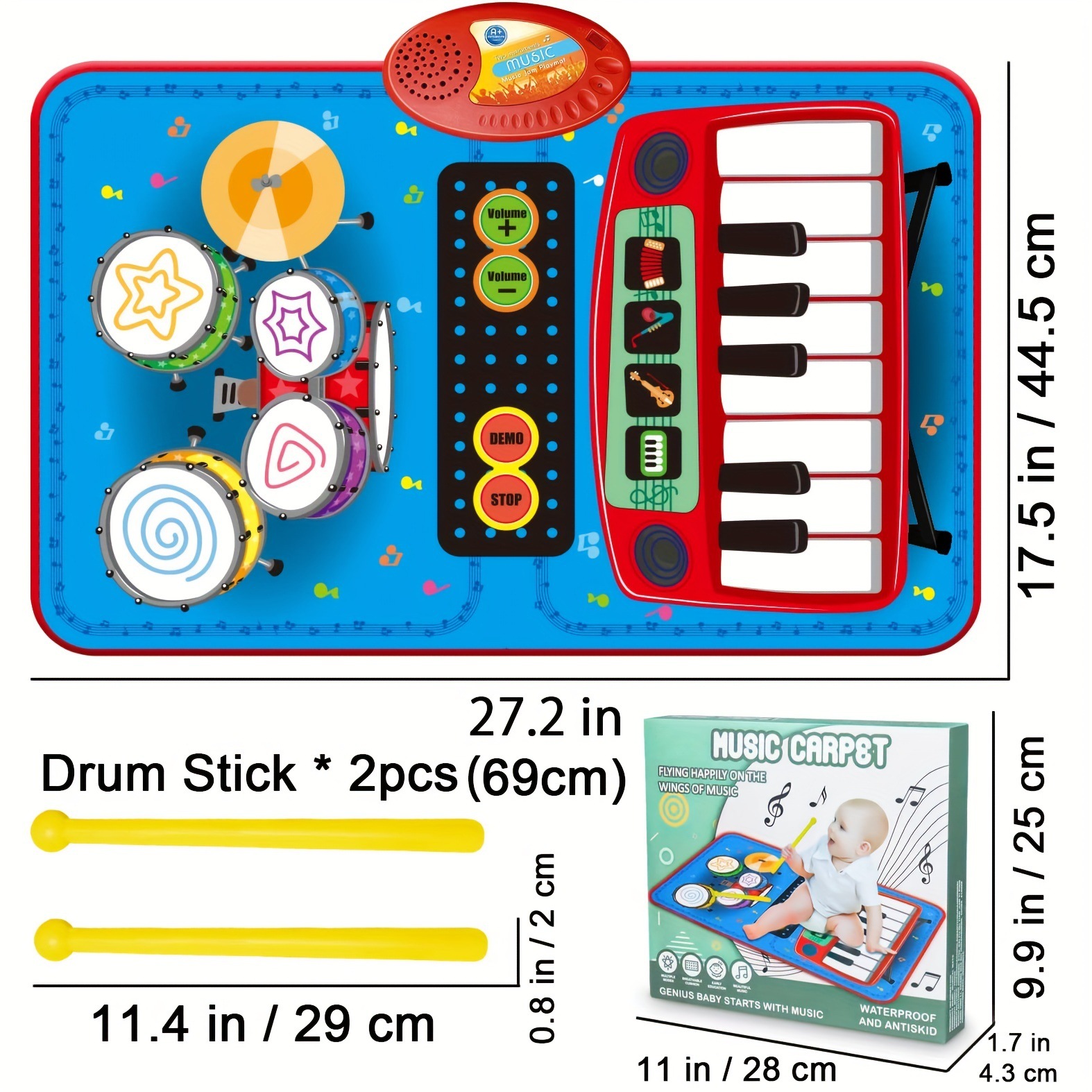 Comercio exterior pedal baile piano manta de los niños educación temprana de la música juego de la estera manta conjunto tambor órgano electrónico música jugar