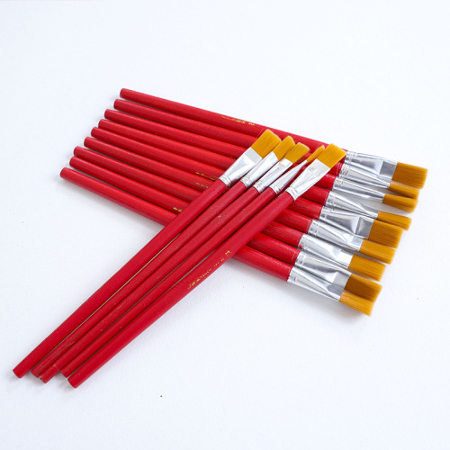 Manufacturer wholesale art oil paint brushes painting tools No. 1234567890 red rod nylon brush oil paint brush