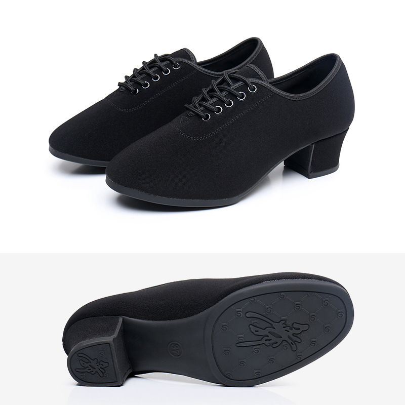Zapatos de profesor de tacón alto de las mujeres zapatos de baile latino de tela Oxford zapatos de baile de fondo suave profesional zapatos de baile cuadrados de baile de jazz