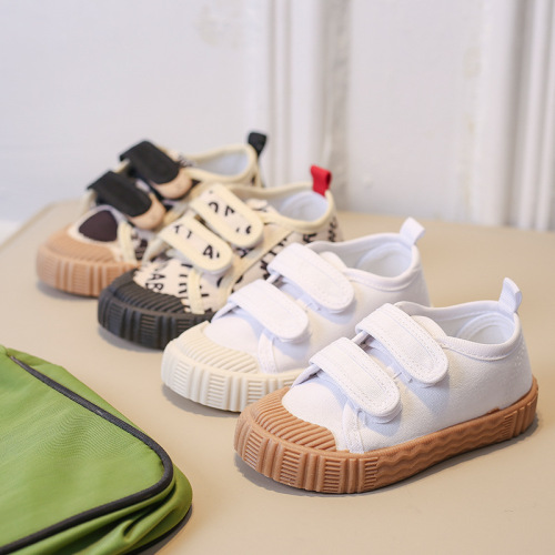 Korean version Instagram white canvas children's shoes kids' canvas shoes for girls and boys spring and autumn children's cloth shoes kindergarten indoor shoes soft soles