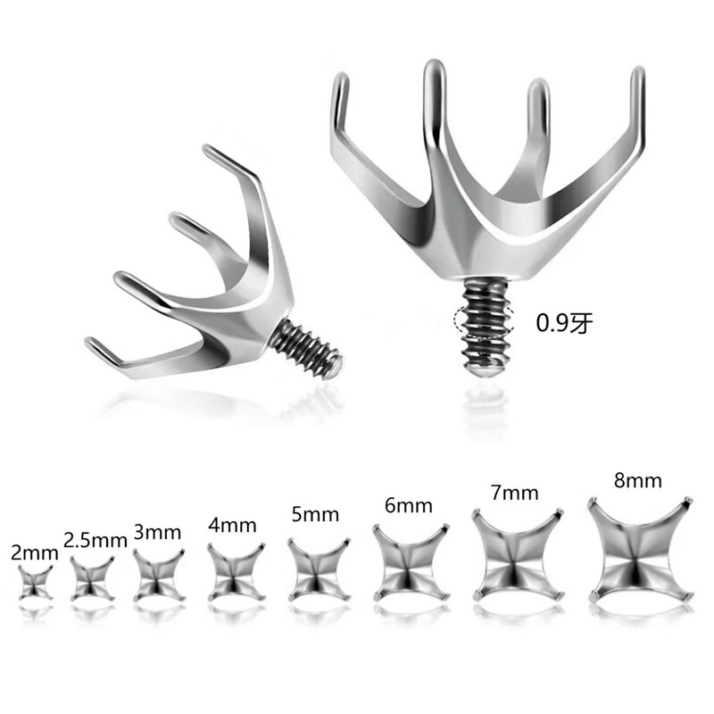 Zircon Accessories Titanium Steel Four-Prong Empty Base Replacement Head Internal Thread Stainless Steel Lip Stud Nose Stud Ear Bone Stud Empty Base Zircon Accessories Titanium Steel Four-Prong Empty Base Replacement Head Internal Thread Stainless Steel Lip Stud Nose Stud Ear Bone Stud Empty Base