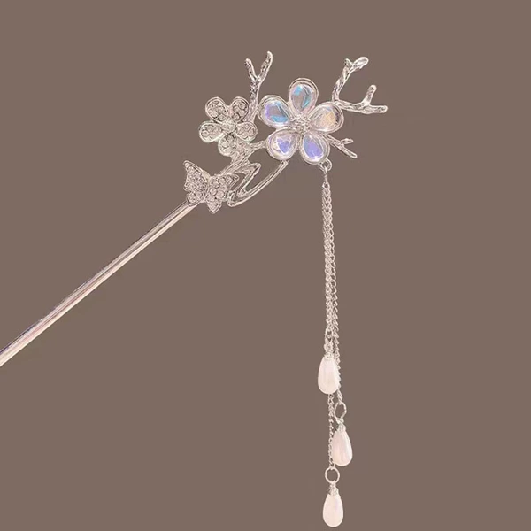 F0607 colorful flower butterfly hairpin