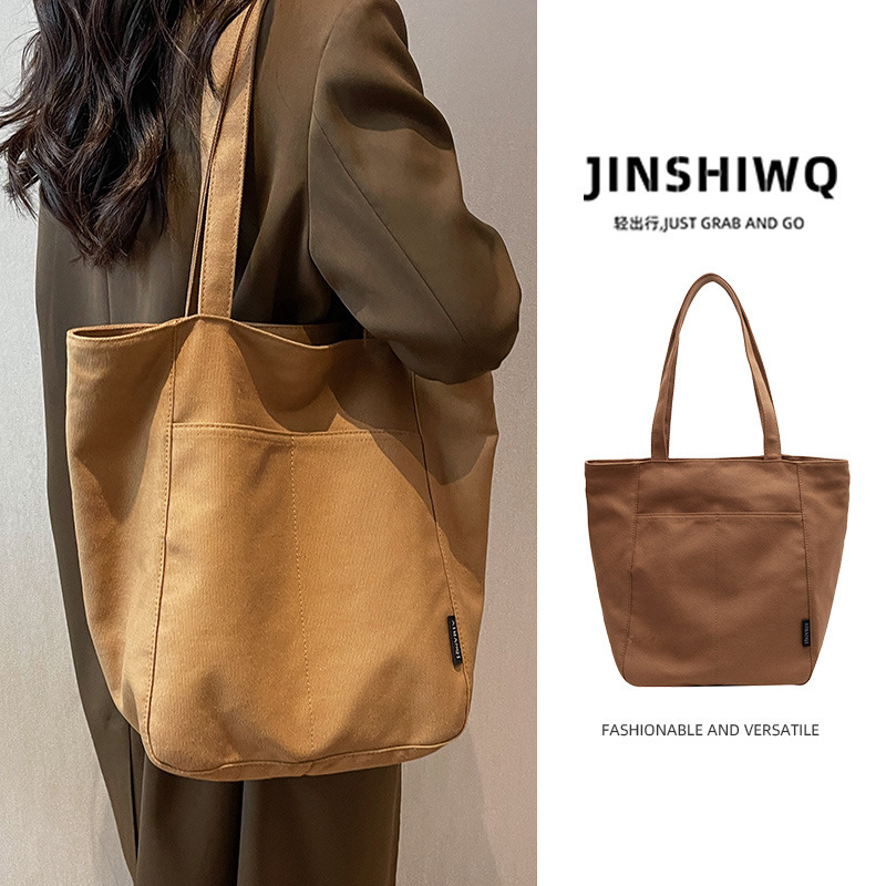 Canvas Bag Women's 2024 New Large Capacity Tote Bag for Work and Commuter Tote Bag Student Shoulder Cloth Bag for Women