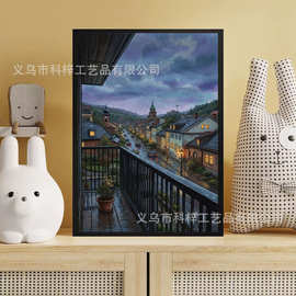 5D 满钻钻石画小镇黄昏街景风景钻石绣客厅DIY贴钻装饰画厂家批发