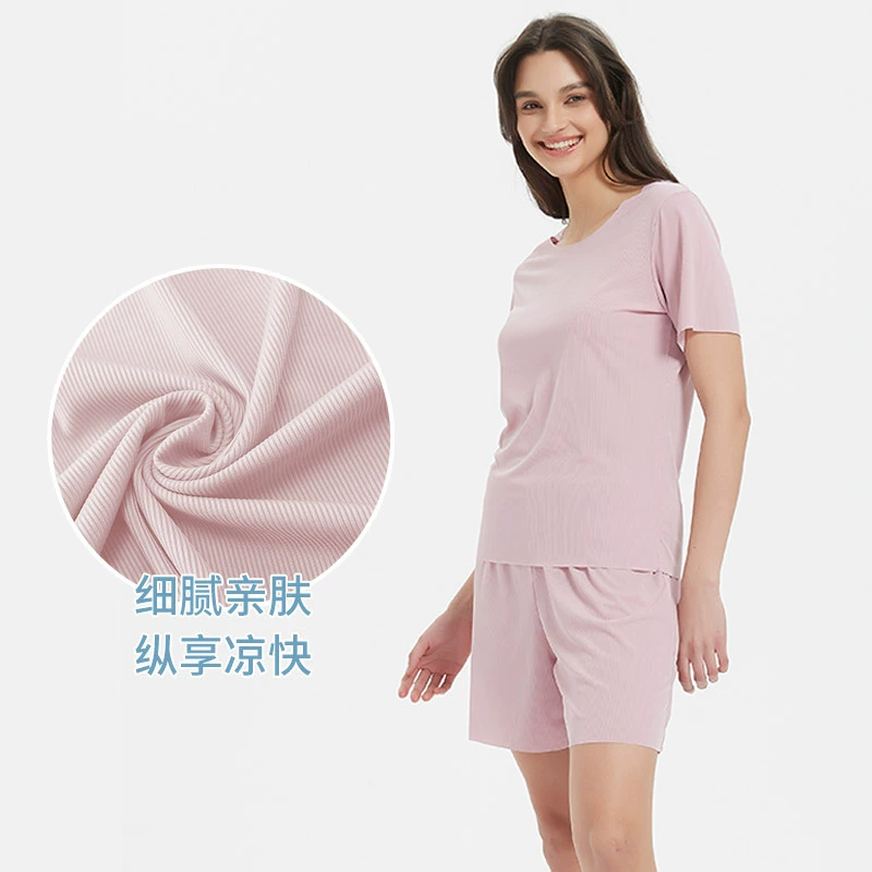 B2023 новые пижамы женские больших размеров летний ледяной шелк костюм с короткими рукавами Цельный Женская домашняя одежда свободное лето B