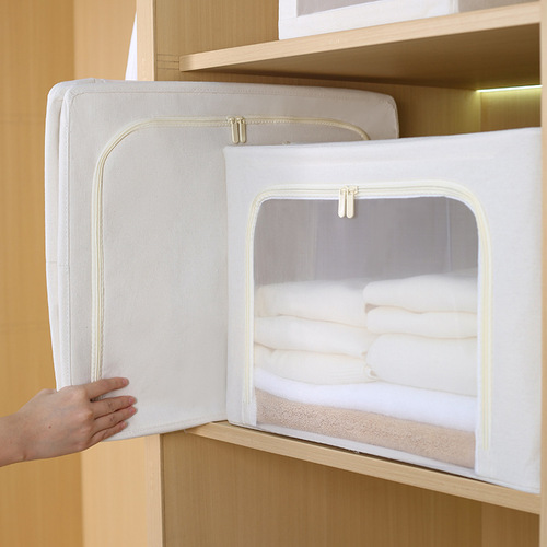 Paisiron cotton and linen mesh large window storage box 66 liters thick steel frame organizer special foldable box