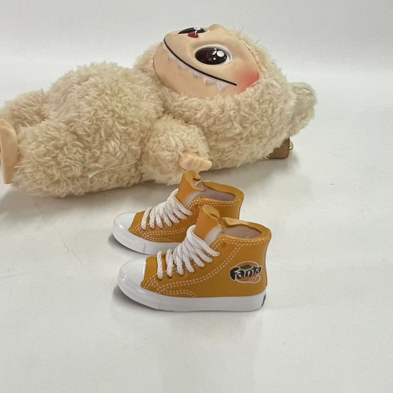 LABUBU Zapatos Rabu Ropa de bebé 17cm felpa vinilo bolso de muñeca colgante para zapatos desnudos caja ciega