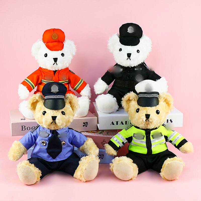 Police Bear Doll, Professional Bear Police Officer, Traffic Firefighter Uniform Doll, Swat Teddy Bear Plush Toy