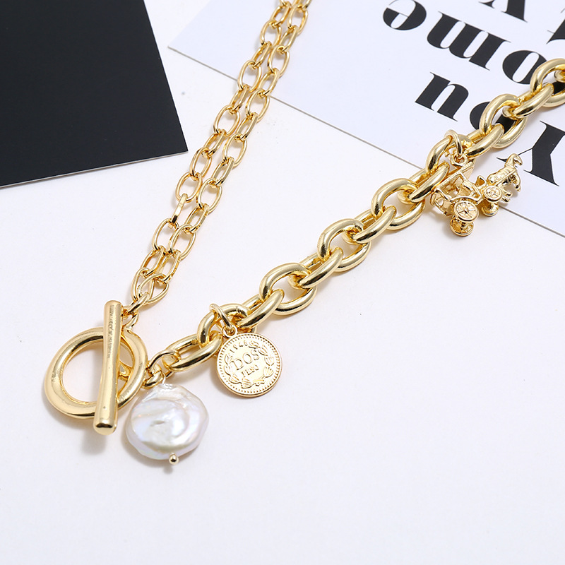 Fashion Ot Chain Pearl Hollow Chain Trend Alloy Clavicle Chain Wholesale display picture 1