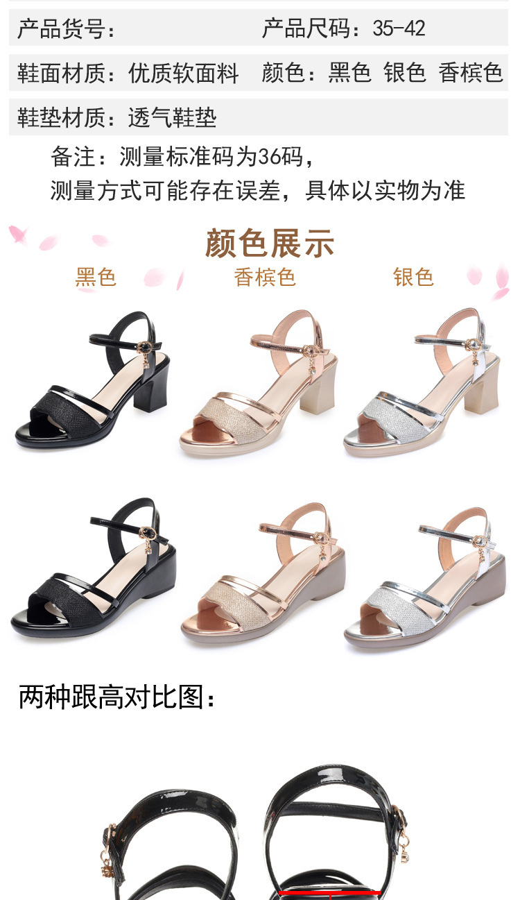 Sandal cao gót nữ quai ngang gót nêm dày thoải mái, phù hợp chân to cỡ lớn 35–43 — Bạc (Mẫu gót nêm 2218-2) chi tiết 19