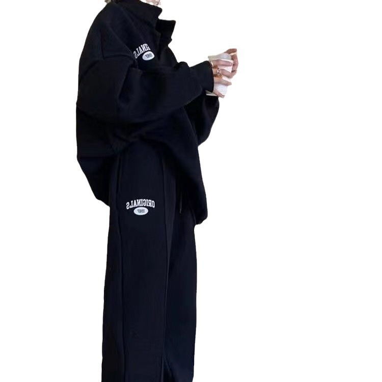 Completo due pezzi casual sportivo da donna petite, ideale per giovani studentesse, maglione da corsa, autunno/inverno, novità._voghion.com