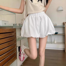 韩系花苞蓬蓬百搭短裤女夏季2025新款小个子潮流高腰阔腿休闲裤子