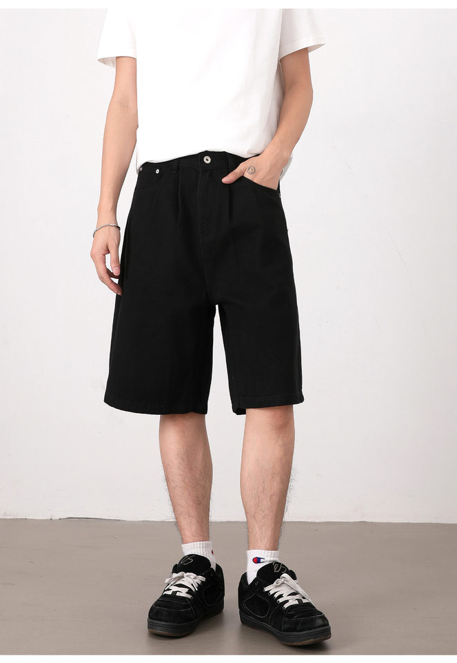 Quần short nam dáng rộng ống đứng, quần lửng phong cách Hàn Quốc, mặc hằng ngày — Màu be, Màu kaki, Màu nâu cà phê, Xanh Pháp Công chi tiết 15