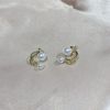Silver needle, design retro universal earrings from pearl, silver 925 sample, double wear, French retro style
