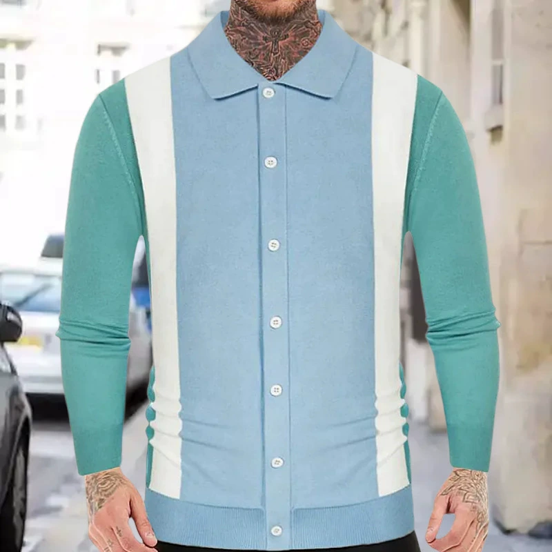 Amazon трансграничная Мужская Весна и осень новая трикотажная строчка контрастного цвета деловая Повседневная рубашка поло для мужчин SY0167